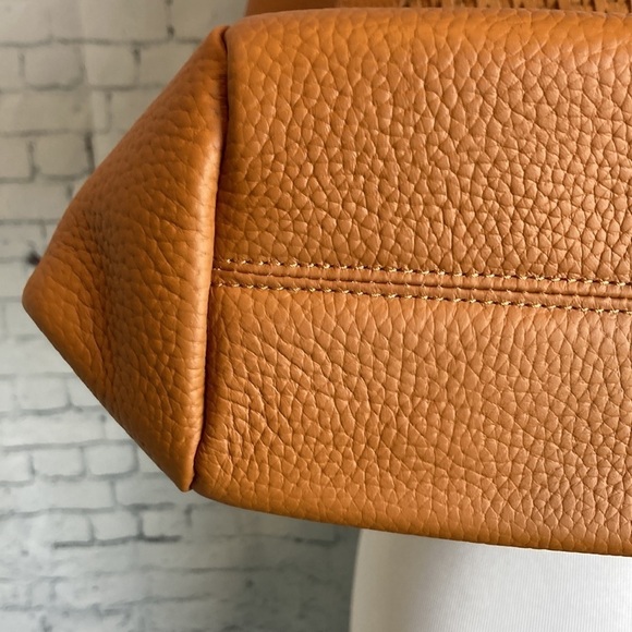 Christopher Kon Cognac Weaved Pebbled Leather Purse Over-The-Shoulder Bag Tote - Picture 10 of 16